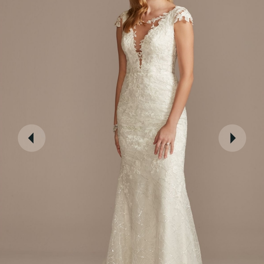 tulle sheath wedding dress with beaded swag backSTYLE# SWG884 size 8